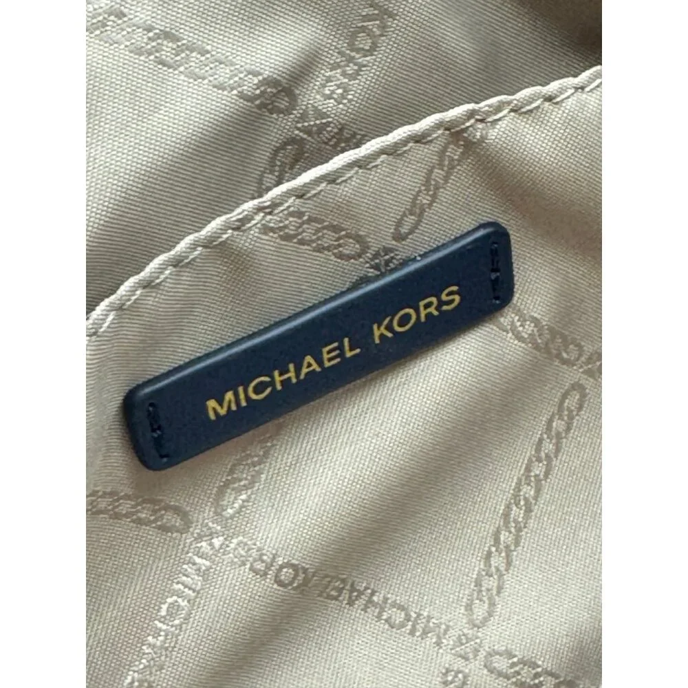 MICHAEL KORS Avra leather crescent sling shoulder bag- Navy